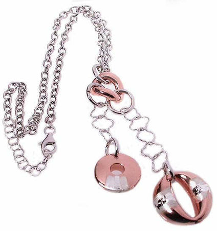 Collana in argento con pendenti rosati