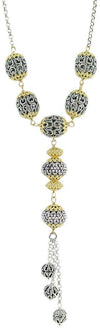 Collana lunga da donna in argento sfere filigrana sarda traforate brunite e dorate