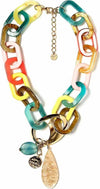 Collana Maxi Donna Girocollo Multicolor Gioiello Catena Colorata Estiva Fashion Bijou Oro con Charms Collana Maxi Donna You Store - Messina, Commerciovirtuoso.it