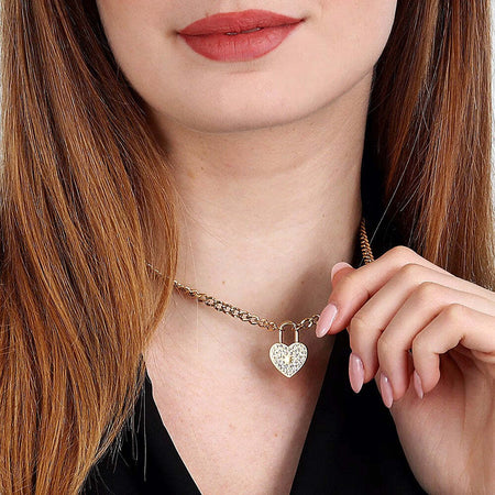 Collana-MORELLATO-donna-Abbraccio-dorata-cuore-lucchetto