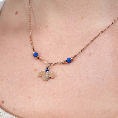 Collana-MORELLATO-donna-Maia-acciaio-oro-rosa-/-pietre-blu
