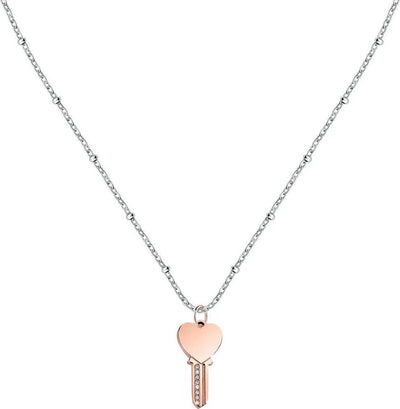 Collana-MORELLATO-donna-Mascotte-acciaio-/-Chiave-oro-rosa