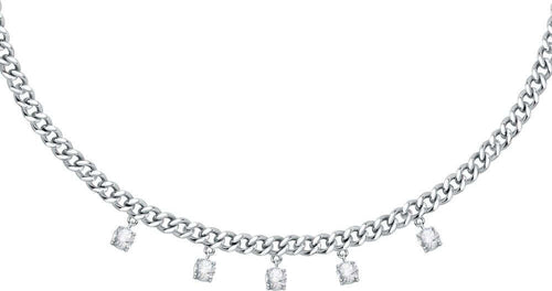 Collana-MORELLATO-donna-Poetica-acciaio-/-cristalli-bianchi