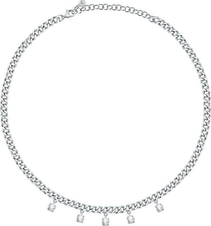 Collana-MORELLATO-donna-Poetica-acciaio-/-cristalli-bianchi