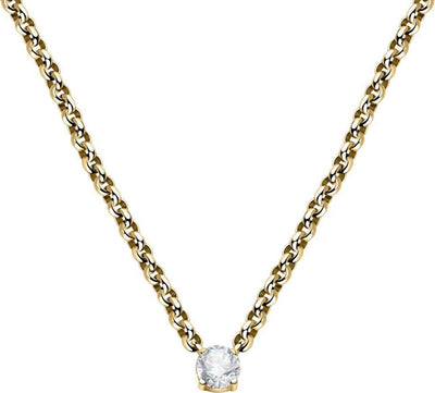 Collana-MORELLATO-donna-Poetica-acciaio-dorato-/-cristallo-bianco