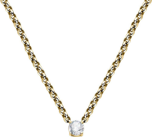 Collana-MORELLATO-donna-Poetica-acciaio-dorato-/-cristallo-bianco