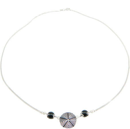 Collana Girocollo Sarda - Pintadera e Su Coccu in Argento Brunito