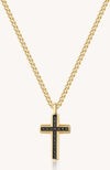 Collana Uomo Brosway Bbc02 Ciondolo Croce in Smalto Nero E Zirconi
