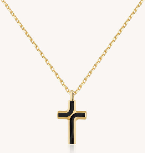 Collana Uomo Brosway Bbc08 Con Ciondolo Croce Smalto Nero