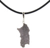 Collana uomo caucciù con pendente Sardegna in argento brunito lavorazione corbula