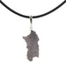 Collana uomo caucciù con pendente Sardegna in argento brunito lavorazione corbula