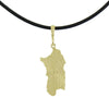 Collana uomo caucciù con pendente Sardegna in argento dorato lavorazione corbula