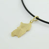 Collana uomo caucciù con pendente Sardegna in argento dorato lavorazione corbula