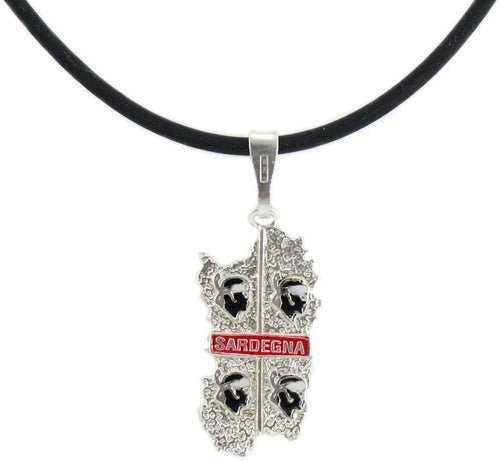 Collana uomo caucciù con pendente Sardegna quattro mori in argento