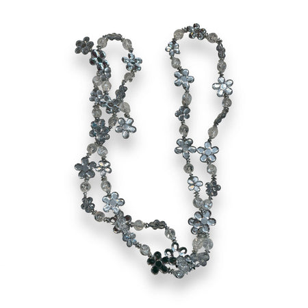 Festone con gemme e fiori colore argento per albero di natale h 180 cm