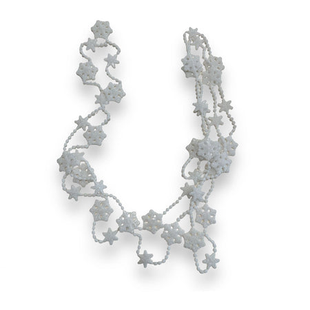 Festone con fiocchi di neve colore argento per albero di natale h 160 cm