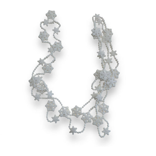 Festone con fiocchi di neve colore argento per albero di natale h 160 cm