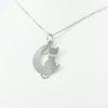 Collanina con pendente gatto sulla luna in argento con collare glitterato
