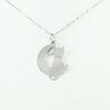 Collanina con pendente gatto sulla luna in argento con collare glitterato