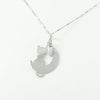 Collanina con pendente gatto sulla luna in argento con collare glitterato