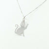 Collanina con pendente gatto zampa alzata in argento con collare glitterato