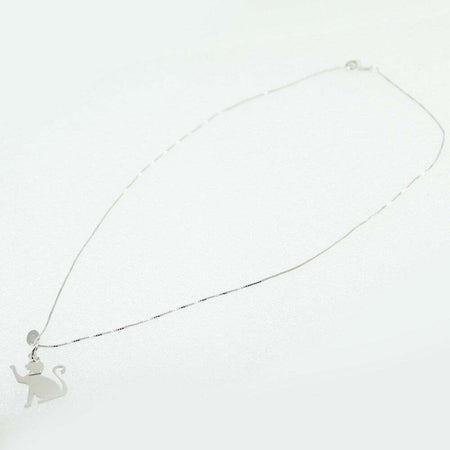 Collanina con pendente gatto zampa alzata in argento con collare glitterato