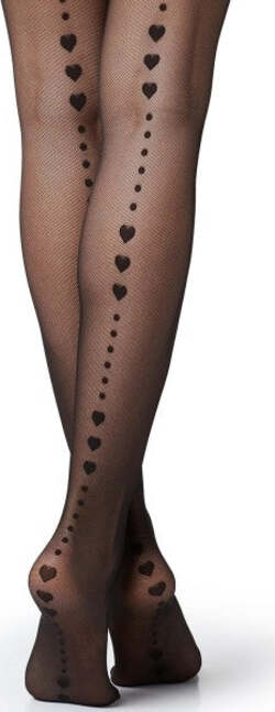 Collant-20-Den-Calze-Calza-Nero-Cuori-Cuore-Riga-Posteriore-Taglia-Unica
