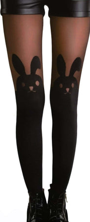 Collant 20 Den Coniglio Coniglietto Rabit Calze Calza Nero Kawaii
