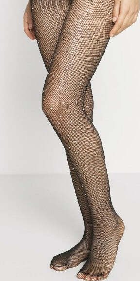 Collant-A-Rete-Con-Brillantini-Calze-Intimo-Donna-Brillantinato-Strass-Tg.-Unica