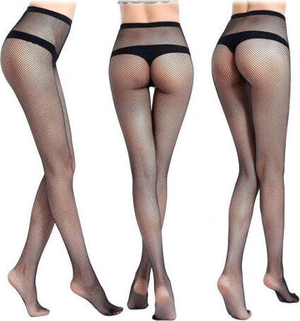 Collant-A-Rete-Vita-Alta-Langshiting-Mod.-901-Calze-Elasticizzate-Maglia-Stretta