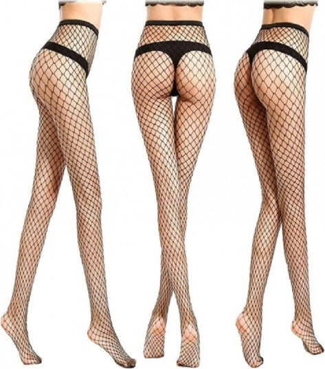 Collant-A-Rete-Vita-Alta-Pantyhose-Mod-Sw-2-Calze-Elasticizzate-Maglia-Media