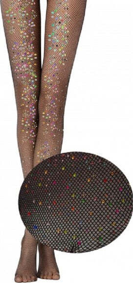 Collant-Dupu-Mod.-504-1-Strass-Multicolour-Sulla-Gamba-Microrete-Elasticizzata