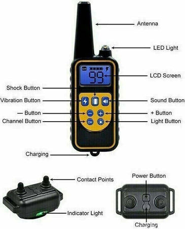 COLLARE-800M-IMPERMEABILE-TELECOMANDO-CANI-SCOSSA-ELETTRICO-ADDESTRAMENTO-LCD