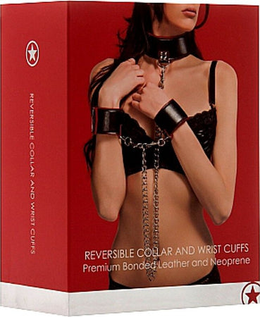 Collare Bondage con manette e Catena 75cm in ecopelle Ouch! Reversibile Collare e Polsini Rosso Salute e cura della persona/Erotismo e contraccezione/Bondage/Set Kondorama - Martinsicuro, Commerciovirtuoso.it
