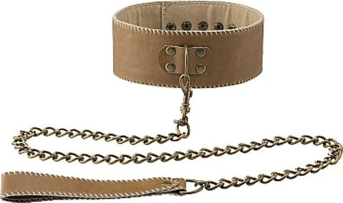 Collare Con Guinzaglio in Cuoio Rigenerato E Ottone gioco di coppia sottomissione collare con catene Salute e cura della persona/Erotismo e contraccezione/Sex toys/Set Kondorama - Martinsicuro, Commerciovirtuoso.it