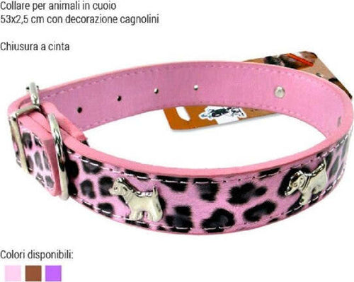 Collare-Per-Cani-Cuccioli-Cane-Animali-In-Cuoio-53-Cm-Vari-Colori-Con-Cagnolini