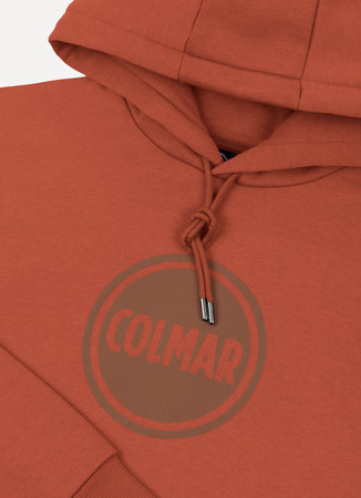 Colmar Felpa uomo con cappuccio logata in cotone felpato rosso goji