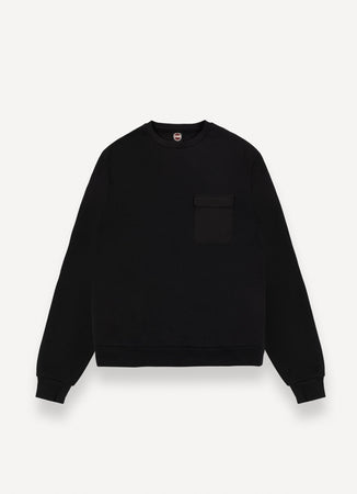 Colmar Felpa uomo con taschino e logo in cotone felpato nero