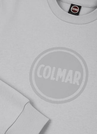 Colmar Felpa uomo girocollo logata in cotone felpato bianco