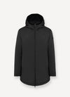 Colmar Giacca lunga uomo stretch nera autunnale con cappuccio fisso