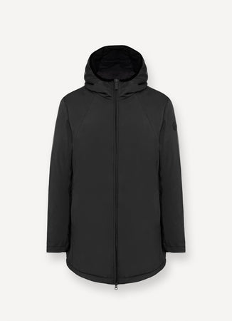 Colmar Giacca lunga uomo stretch nera autunnale con cappuccio fisso
