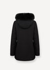 Colmar Piumino donna impermeabile nero con cappuccio e pelliccia sintetica