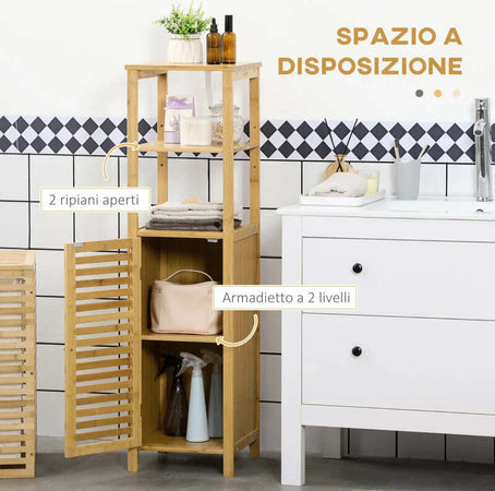 Colonna-Bagno-Armadietto-Bagno-in-Bambù-con-2-Ripiani-Aperti-e-Armadietto-a-2-Livelli,-32.9x29.9x120-cm-ET8834-467ET8