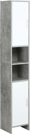 Colonna-Bagno-con-2-Armadietti-e-2-Vani-Aperti-in-Legno-Effetto-Cemento,-30x30x180cm-TY7834-379TY7
