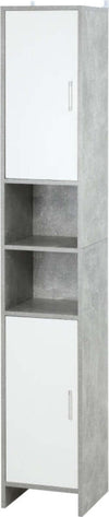 Colonna-Bagno-con-2-Armadietti-e-2-Vani-Aperti-in-Legno-Effetto-Cemento,-30x30x180cm-TY7834-379TY7