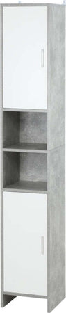 Colonna-Bagno-con-2-Armadietti-e-2-Vani-Aperti-in-Legno-Effetto-Cemento,-30x30x180cm-TY7834-379TY7
