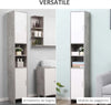 Colonna-Bagno-con-2-Armadietti-e-2-Vani-Aperti-in-Legno-Effetto-Cemento,-30x30x180cm-TY7834-379TY7