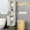 Colonna-Bagno-con-2-Armadietti-e-Ripiano-in-MDF-e-Acciaio,-30x30x170.7cm,-Bianco-e-Oro-ED6834-536V80WTED6