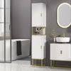 Colonna-Bagno-con-2-Armadietti-e-Ripiano-in-MDF-e-Acciaio,-30x30x170.7cm,-Bianco-e-Oro-ED6834-536V80WTED6