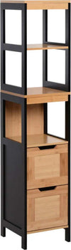 Colonna-Bagno-con-2-Cassetti-e-3-Vani-Aperti-in-Legno-MDF-e-Bambù-30x30x144.3-cm-YH2834-208YH2
